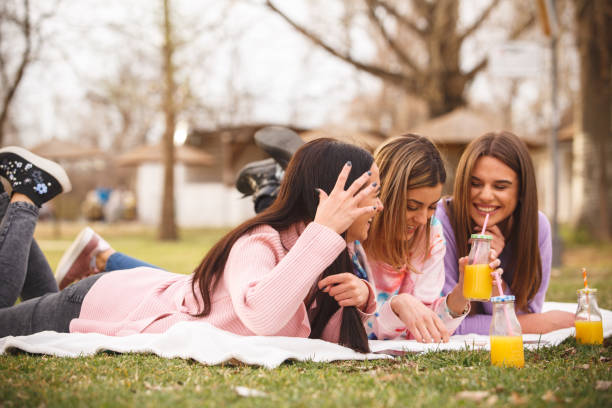 istock Girlfriends relaxing on their picnic in the park 1167482566