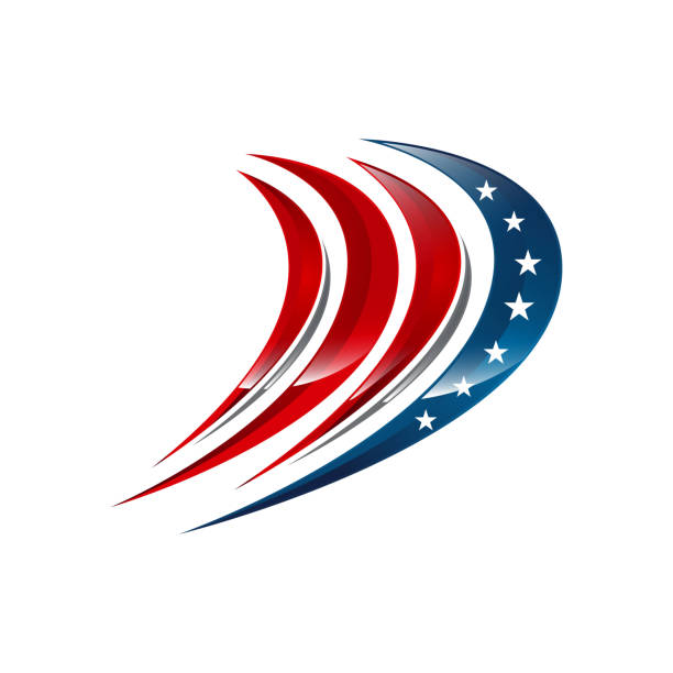 ilustraciones, imágenes clip art, dibujos animados e iconos de stock de iconos vectoriales de elementos de diseño de logotipos de bandera americana de ee. uu. - american flag badge american culture patriotism