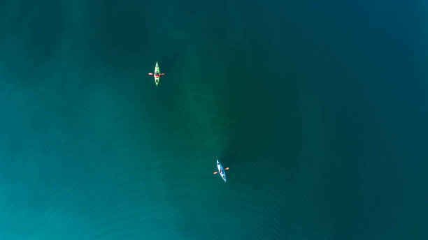 istock Kayak on a lake Aerial view 1167484408