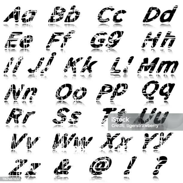 Letter Set Typography Unique Design Style Alphabet Letters And Numbers Textured And Pattern ...