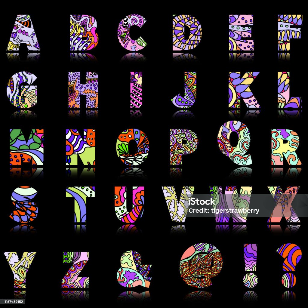 New Letters In Alphabet Unique Design Style Alphabet Letters And Numbers Textured And Pattern ...