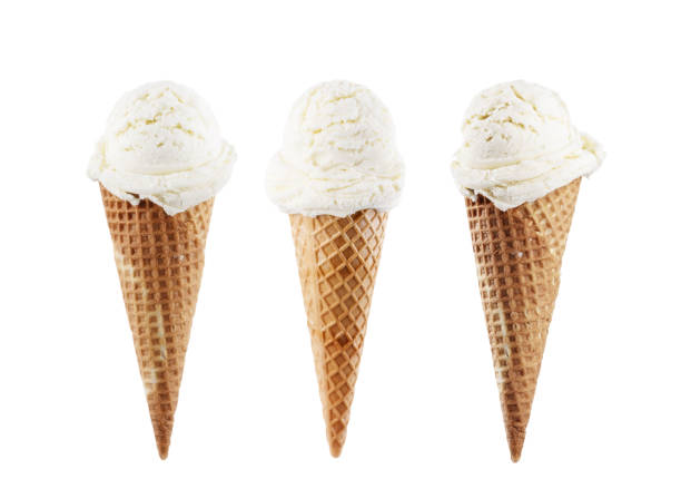 istock Vanilla ice cream scoop with cone isolated on white background 1167490898
