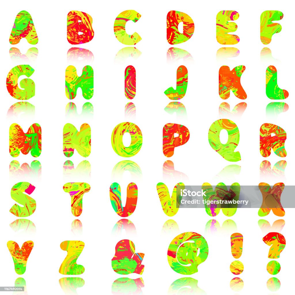 Letter Set Typography Unique Design Style Alphabet Letters And Numbers Textured And Pattern ...