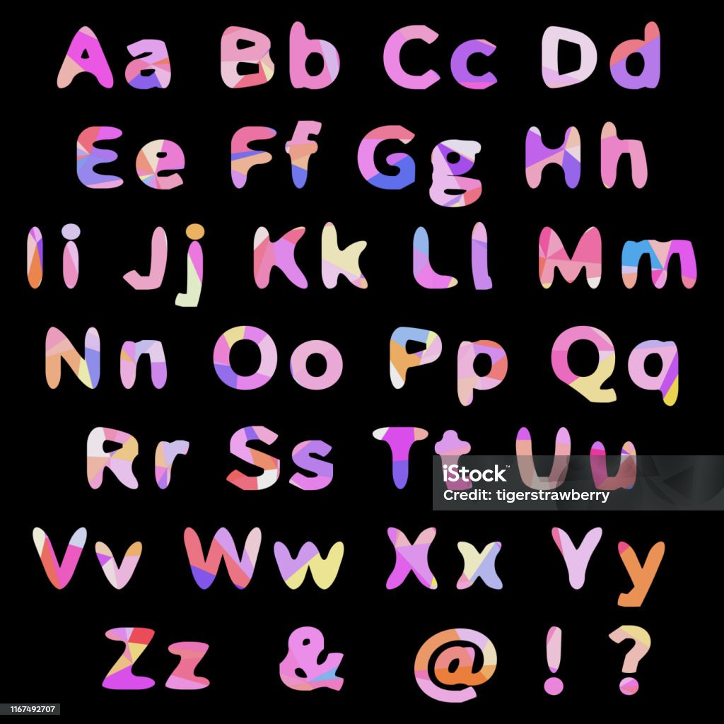 Letter Set Typography Unique Design Style Alphabet Letters And Numbers Textured And Pattern ...