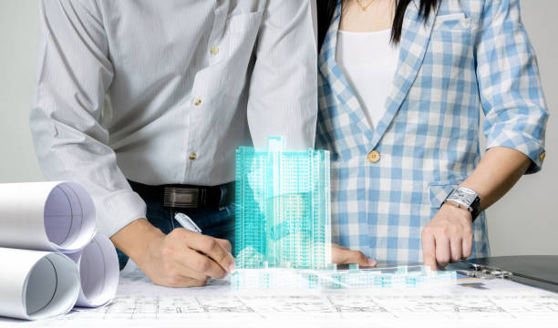 istock Engineer team work for the design of the sheet plan display technology building model 1167493007
