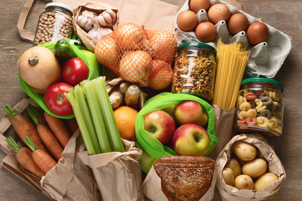 istock Raw vegetables in eco bags. Zero waste concept. 1167493137