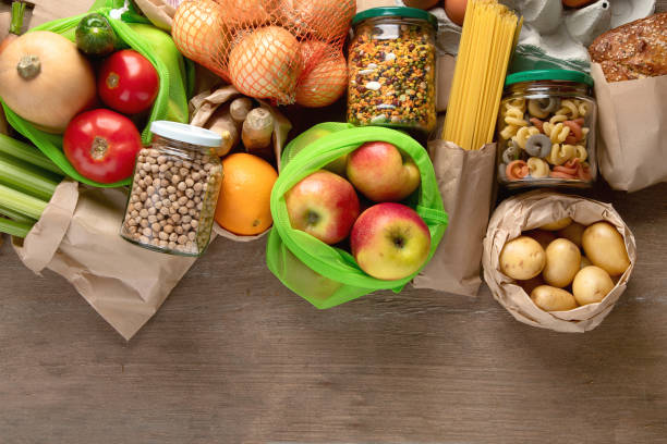istock Raw vegetables in eco bags. Zero waste concept. 1167493196