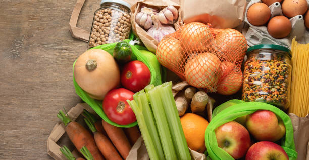 istock Raw vegetables in eco bags. Zero waste concept. 1167493242