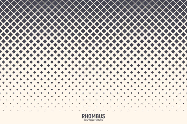 Halftone Rhombus Vector Abstract Geometric Technology Background Rhombus Vector Abstract Geometric Technology Background. Halftone Rhomb Retro 80's Style Simple Pattern. Minimal Style Dynamic Tetragonal Structure Tech Wallpaper wallpapers background stock illustrations