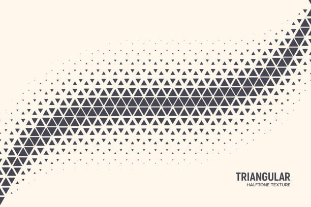 Halftone Triangle Particles Conceptual Vector Abstract Technology Background Triangular Shapes Vector Abstract Geometric Technology Oscillation Wave Isolated on Light Background. Halftone Triangles Retro Simple Pattern. Minimal 80s Style Dynamic Tech Wallpaper grit texture stock illustrations