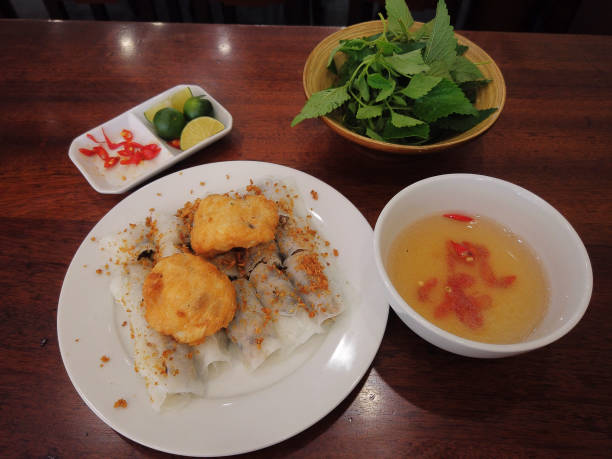 istock Banh cuon ( stuffed pancake) or steamed rolled rice pancake in Vietnam 1167497176