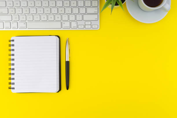 istock Flat lay view of office table desk. Copy Space concept 1167498186