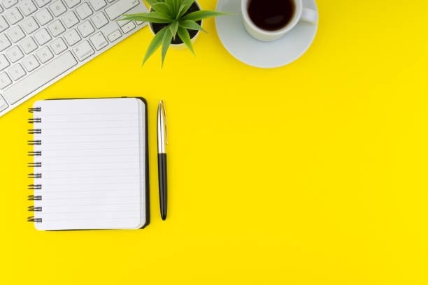 istock Flat lay view of office table desk. Copy Space concept 1167498235