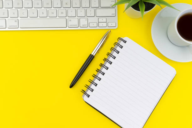 istock Flat lay view of office table desk. Copy Space concept 1167498412