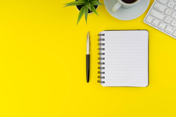 istock Flat lay view of office table desk. Copy Space concept 1167498424