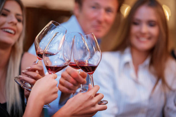 istock Cheerful people having a toast with red wine 1167499989