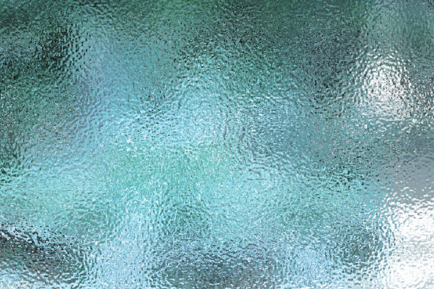 superficie mate azul claro. vidrio plástico. vidrio de ventana de invierno esmerilado. fondo transparente degradado. ilustración 3d realista - cristal material fotografías e imágenes de stock