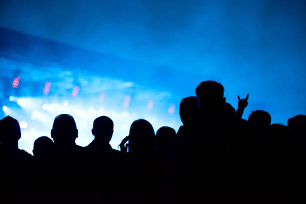 istock Silhouette of concert crowd and stage lights 1167503245