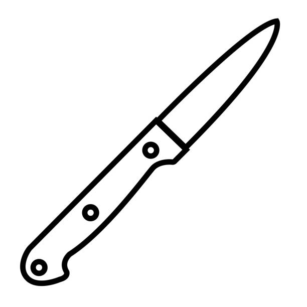 ilustraciones, imágenes clip art, dibujos animados e iconos de stock de icono de línea táctica de cuchillo aislado sobre fondo blanco - knife isolated on red bayonet isolated