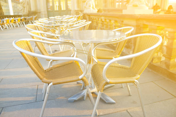 istock Street cafe with brown tables 1167504645