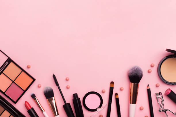 istock Frame with professional decorative cosmetics on pink 1167505475