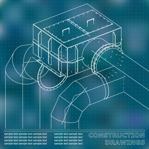 엔지니어링 과목의 배경. 테크니컬 일러스트레이션 - pipe backgrounds built structure three dimensional shape stock illustrations