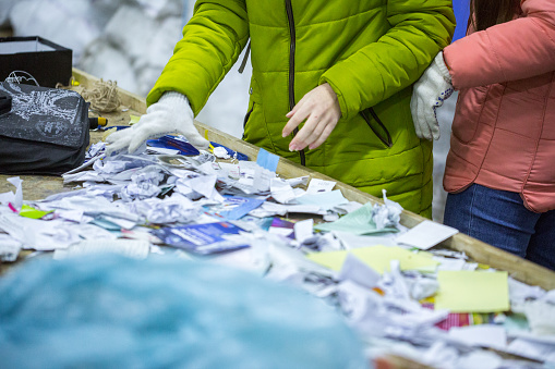 Sort Papers Sorting Recyclables Volunteers Ecoactivists Sort Paper Waste At The ...