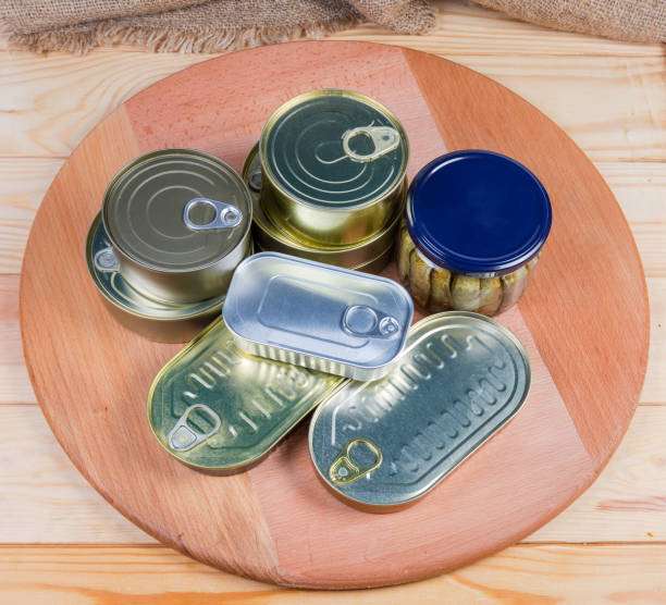 istock Canned fish in different sealed tin cans and glass jar 1167517154