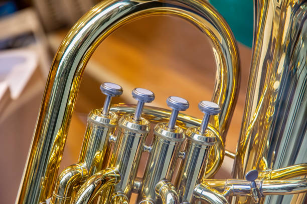pulsanti tromba dito - jazz music trumpet valve foto e immagini stock