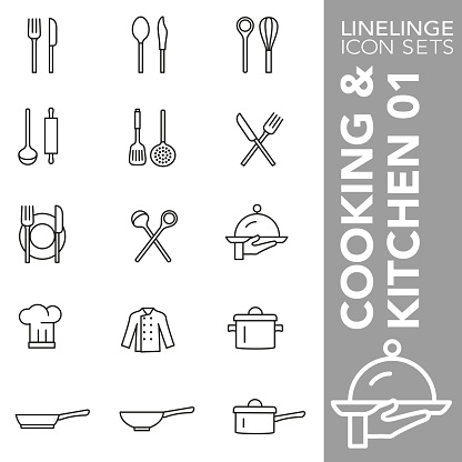 High quality thin line icons of Cooking and Kitchen. Linelinge are the best pictogram pack unique design for all dimensions and devices. Vector graphic, logo, symbol and website content.