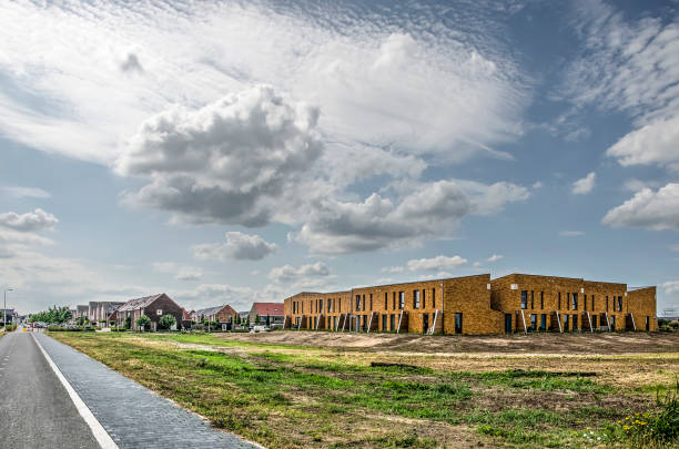 Zwolle, The Netherlands, August 5, 2019: spectacular cloud formations on a summer day over recently completed housing blocks in new Stadshagen district