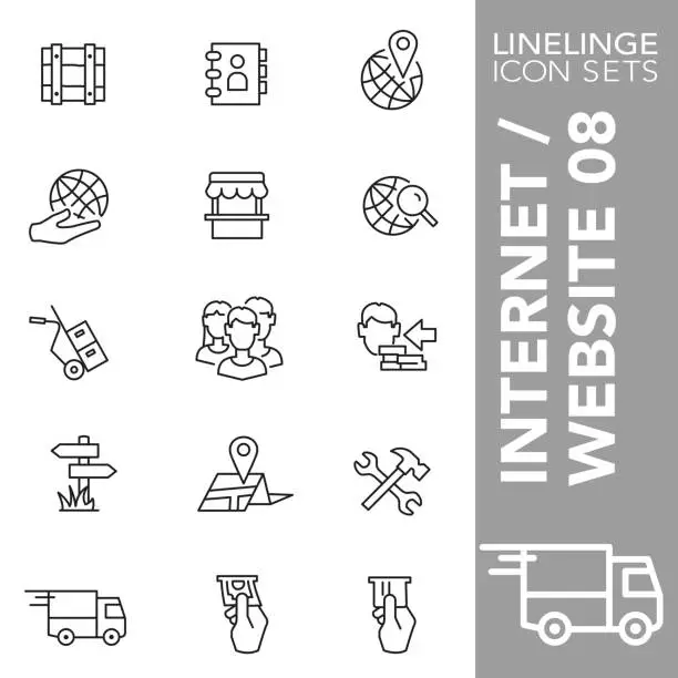 Vector illustration of Thin line icon set of Internet and Website 08