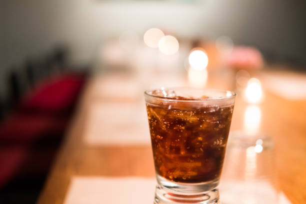 Glass of soft drinks placed on the table gives a refreshing feeling when drinking