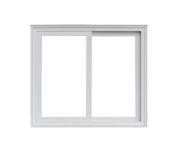 istock Real modern house window frame isolated on white background 1167526943