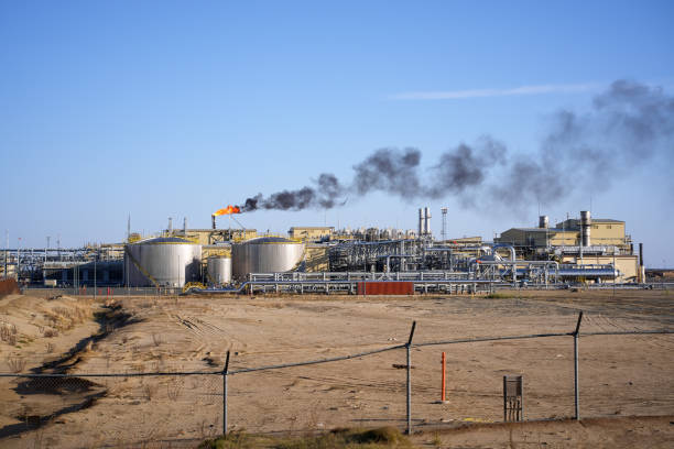 impianto petrolifero petrolchimico - isola di sakhalin foto e immagini stock