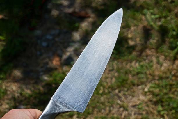istock blade of a large knife in hand 1167527125