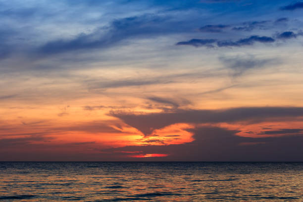 beauteous red sunset over the ocean