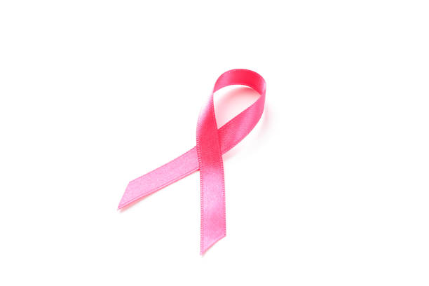 istock Pink awareness ribbon isolated on white background 1167530877