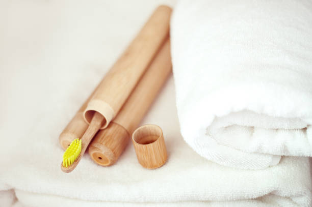 istock Bamboo toothbrushes on a shelf in the bathroom. Zero waste, eco, save planet 1167534865