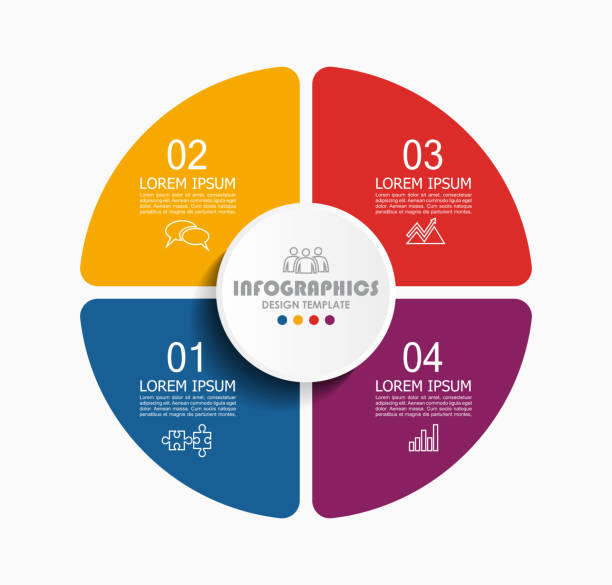 infografik-designvorlage mit platz für ihre daten. vektor-illustration. - vier gegenstände stock-grafiken, -clipart, -cartoons und -symbole