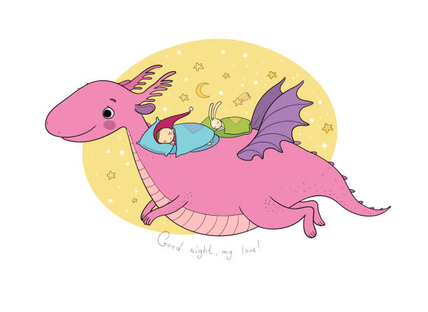 Cute Little Gnome Are Flying A Dragon Cartoon Elf Rabbit And Dinosaur Stock  Illustration - Download Image Now - iStock