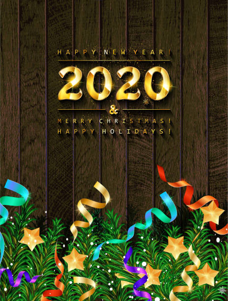 ilustrações de stock, clip art, desenhos animados e ícones de merry christmas and happy new year 2020. - 11305