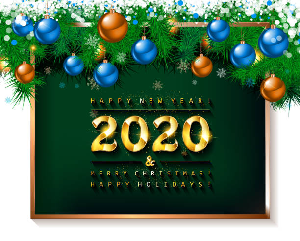 ilustrações, clipart, desenhos animados e ícones de feliz natal e feliz ano novo 2020. - 11313