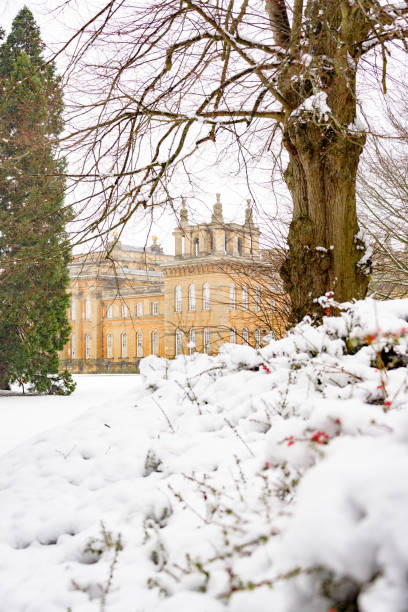 palácio de blenheim no inverno, woodstock, reino unido. - blenheim - fotografias e filmes do acervo