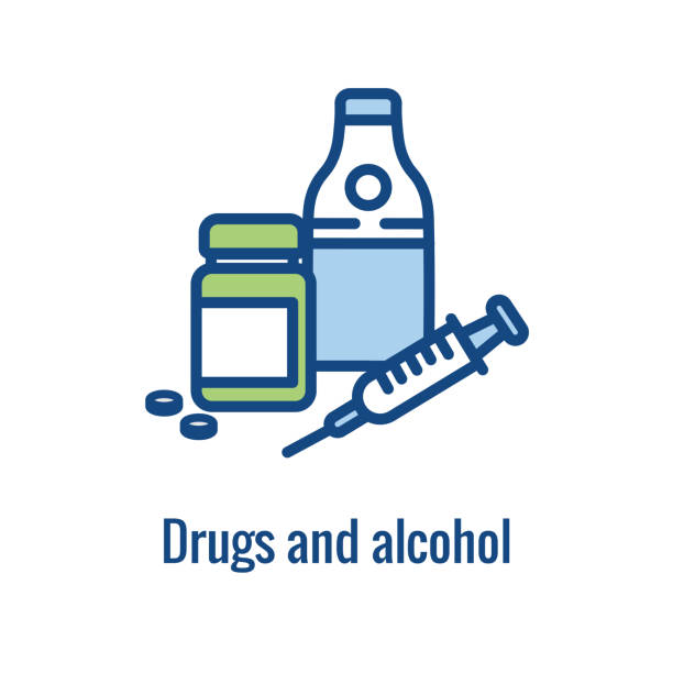 ilustrações, clipart, desenhos animados e ícones de ícone de dependência de drogas e álcool-mostra imagens de vício em drogas - alcohol drug abuse alcoholism pill