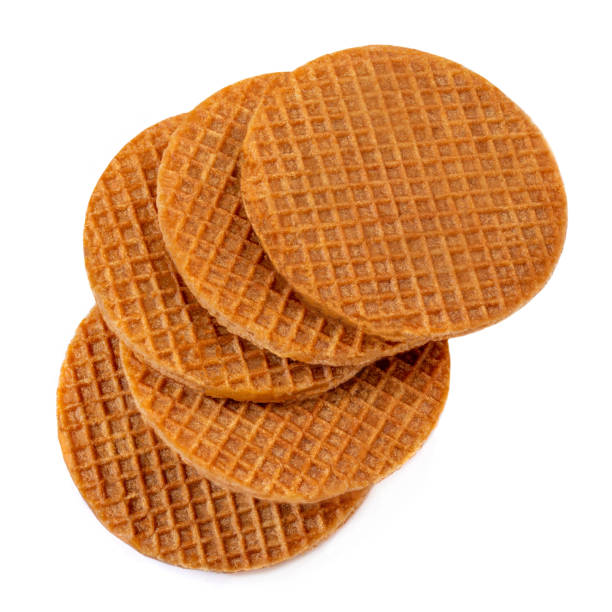 istock Stack of Dutch Caramel waffles, round stroopwafel isolated on a white background 1167540707