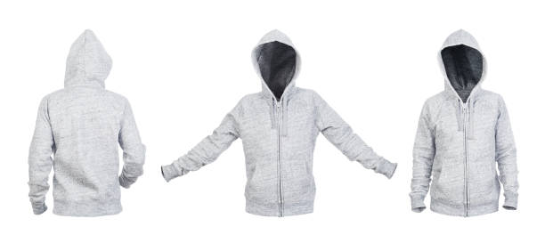 istock Blank white hoodie with raised hood frontside and backside isolated on a white background 1167545266