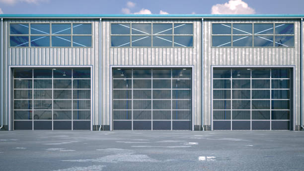 istock Hangar exterior with rolling gates. 3d illustration 1167545431