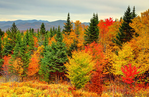 The White Mountains are a mountain range covering about a quarter of the state of New Hampshire and a small portion of western Maine in the United States.