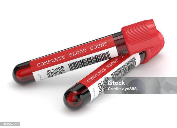 3d Render Of Cbc Blood Tubes Over White Stock Photo - Download Image Now - Blood, Vial, Test Tube